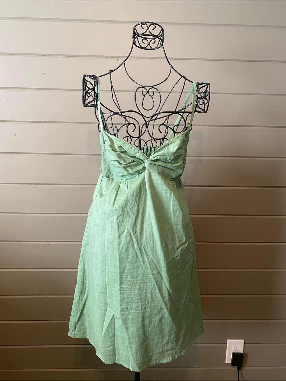 Light Green Twist-Front Spaghetti Strap Dress
